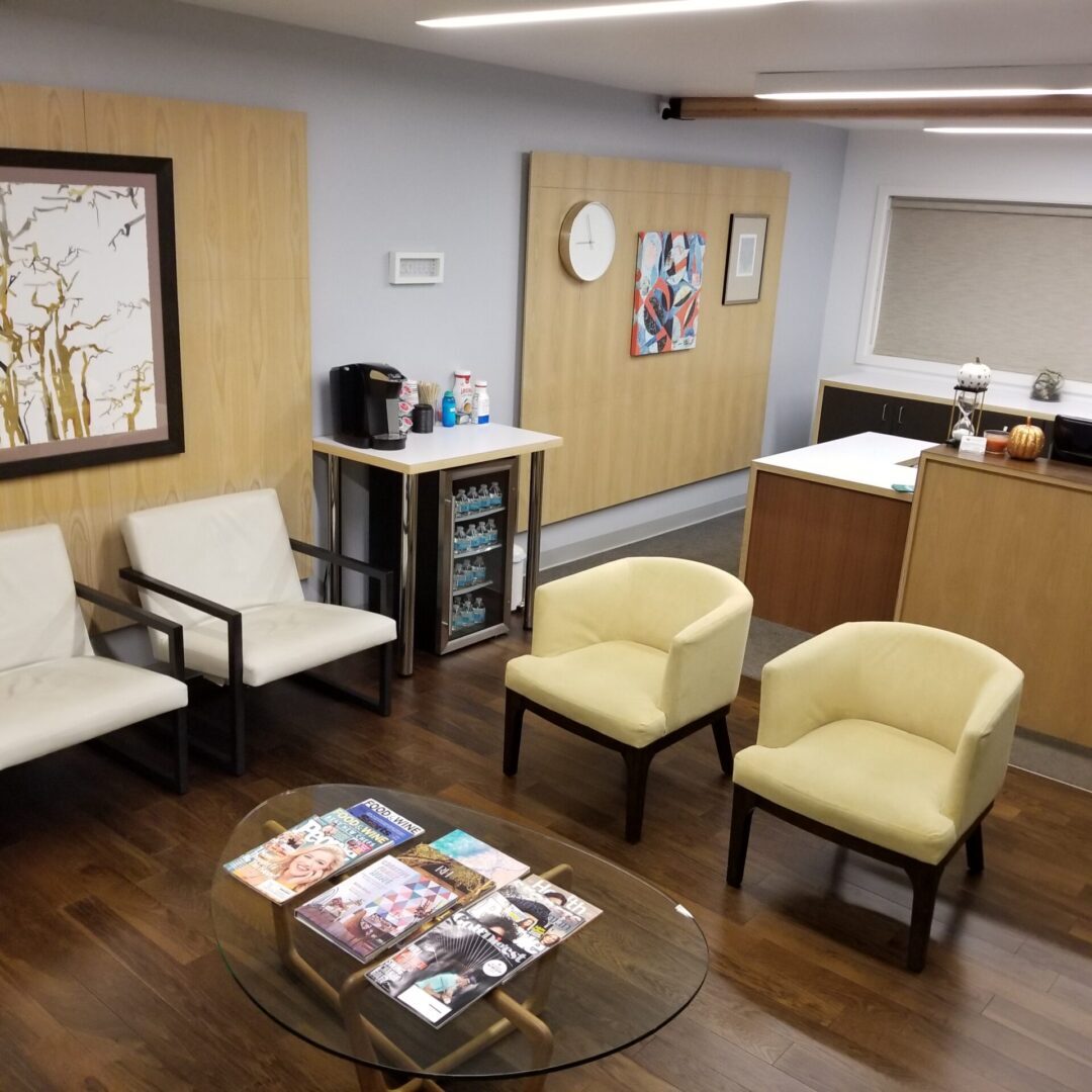 A view of a waiting room from above.